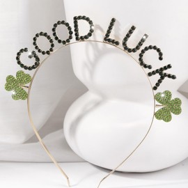 Soochat St.Patrick's Day Headbands Glitter Shamrock Hairband Good Lucky Head Bopper Headband for Irish St Patrick's Day Accessories