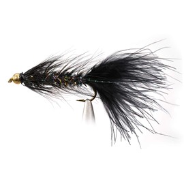 Woolly Bugger Crystal Black Bead Head Flies - Tied on Mustad Signature Fly Hooks use for Trout and More (12ct - Hooks #4-10) (Hook #8)