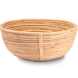 Decorasian Fruit Basket Braided Round Rattan Fruit Bowl Large Bread Basket Bread Basket or Fruit Bowl 28 cm