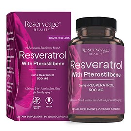 Reserveage Beauty, Resveratrol 500 mg with Pterostilbene, Antioxidant Supplement for Immune Support & Heart Health, Supports Healthy Aging, Paleo, Ket