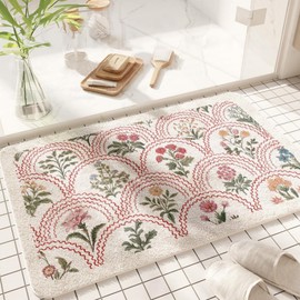 vctops Rectangle Bathroom Rugs, Spring Floral Print Absorbent Microfiber Bath Rugs, Non Slip Quick Dry Bath Mat Runner for Bathroom Floor, Tub and Shower, Home Decor Accessories (Rectangle D,16"x24")