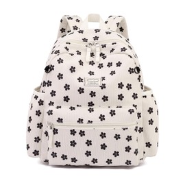 Tanweibago Corduroy Kids Backpack for Boys Girls 2-5 Toddler Backpacks for Primary Elementary Kindergarten (Flower Black, Small (13.7" H Fit A4 Folder))