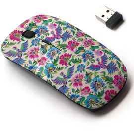 mouse inalámbrico de 2,4 G con bonito diseño de patrón para todos los portátiles y computadoras de computadora con nano receptor, decorativo floral ucraniano