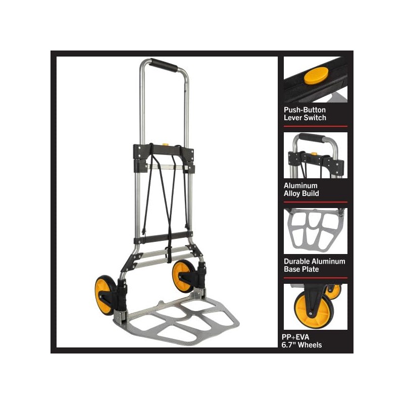Dolly Cart with Collapsible Handle - Folding Hand Truck with
