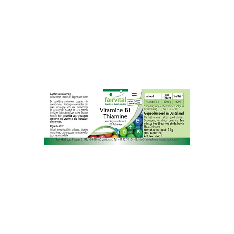 Vitamin B1 Thiamin 100mg Hochdosiert Supporting the physical & Mental