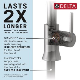 Delta 559LF-GPM-PP Modern 1 GPM Single Hole Bathroom Faucet with Pop-Up Drain Assembly - Matte Black