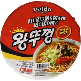 Paldo Hot and Spicy Flavor Jumbo Bowl Noodle 110g (Pack of 18)