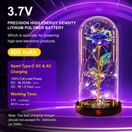Valentines Day Gifts for Her, Rechargeable Galaxy Glass Rose Enchanted Light Up Rose In Glass Dome Crystal Flower Gifts Anniversary Birthday Gifts Valentines Gifts for Women Mom Wife Girlfriend Purple