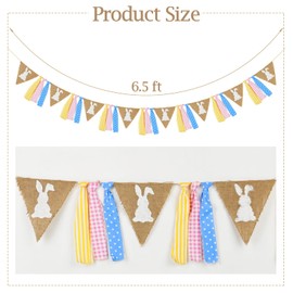 Bunny Chorus Easter Bunny Garland: Rustic White Rabbit Silhouettes, Pennant Banner Flags, Polyester Material, Perfect for Home, Office, Parties & Events