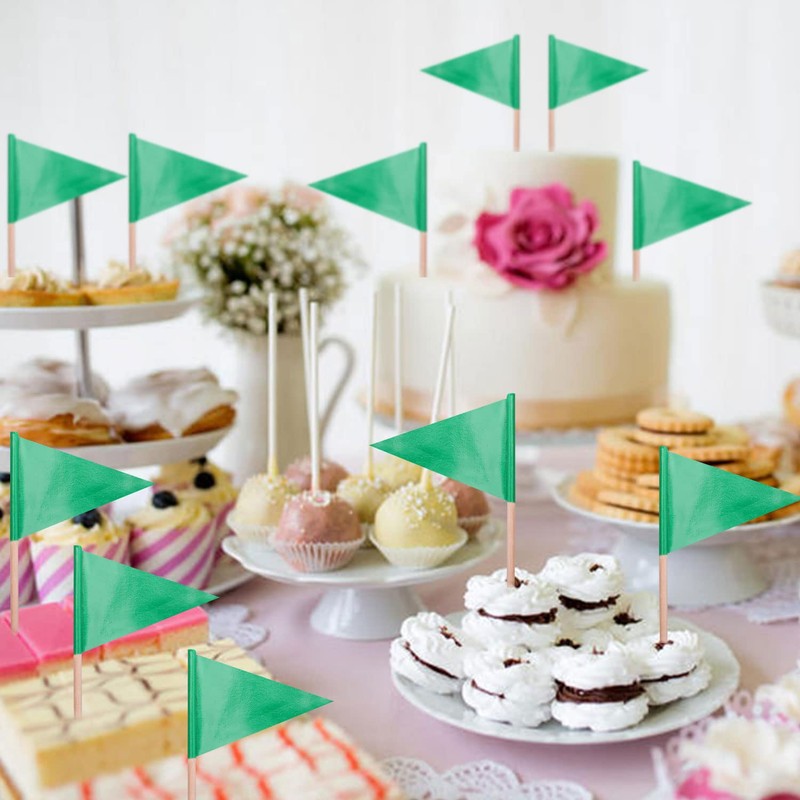 stidsds Solid Green Cupcake Toppers Flags Mini Small Plain Green