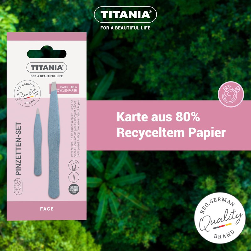TITANIA® Tweezers Set - Stainless Slicker Tweezers with Slant Tip
