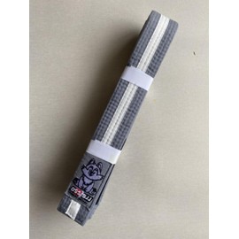 OSS Combat Sports BJJ Children Belt – IBJJF Approved, 100% Cotton, Lightweight, Durable Design, Competition-Ready, Perfect for Young Brazilian Jiu-Jitsu Practitioners. (Grey-White, 250 cm)