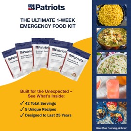 4Patriots 1-Week Survival Food Kit: Emergency Food Supply Designed to Last 25 Years, 42 Servings