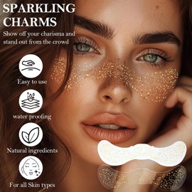 Glitter Pecas Cara Tatuaje, Tatuajes Temporales Pecas de Glitter para la Cara, 6pcs Gold Sparkle Pecas, Cara Glitter Parches de Maquillaje