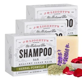 J·R·LIGGETT'S All-Natural Shampoo Bar, Herbal Formula - Supports Strong and Healthy Hair - Nourish Follicles with Antioxidants and Vitamins - Detergent and Sulfate-Free, Set of 3, 3.5 Ounce Bar