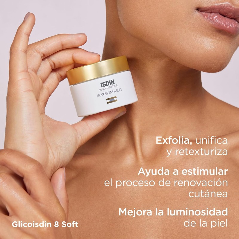 Isdinceutics Glicoisdin 8 Soft, Crema Facial Antiedad con Ácido Glicólico