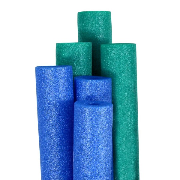 Pool Mate Premium Extra-Large Swimming Pool Noodles, Blue and Teal 6-Pack