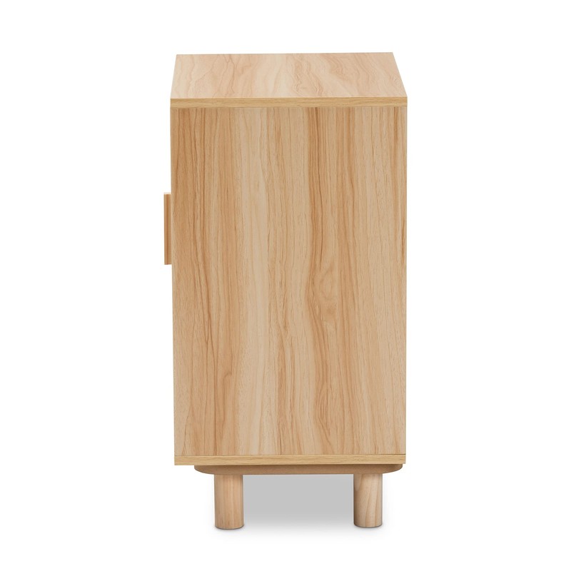 Baxton Studio Maclean End Table, Beige/Natural Brown