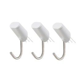 LEC Invisible Hole Pin Hooks, Pack of 3, Load Capacity 4.4 lbs (2 kg), White