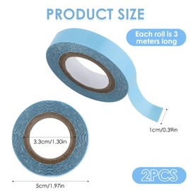 2PCS Hair Extensions Tapes, 1cm*3 yards Wig Tape Double Sided Extra Strong Toupee Tape for Hair Weft Replacement Hairstyling Essentials for Girls Women (Blue)