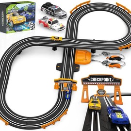Fuwidvia Slot Car Race Track Sets for Boys, Race Car Track with 2 High-Speed Slot Cars, Battery or Electric Car Track, Dual Racing Game Lap Counter Track Sets, Toys Gifts for Boys Girls Ages 4 5 6 7 8-12 - Colour: A64-18A
