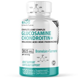 Nature's Fusions Glucosamine Chondroitin MSM Turmeric Boswellia - Joint Support Supplement - 120 Capsules - Chondroitin Sulfate Capsules - with Hyaluronic Acid - Supports Healthy Bones