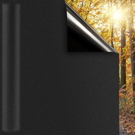 DUOFIRE Blackout Window Film Completely Light Blocking Privacy Window Film Room Darkening Frosted Tint Film for Day Sleep, Non Adhesive Static Cling Window Film DT-C009 (17.4 x 118 Inch)