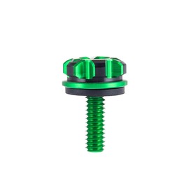 Advanblack Axion CNC Machined Knurled Seat Bolt Kit Billet 6061 Aluminum Seat Bolt Tab Screw Mount Knob Cover Compatible with Street Glide Road King Electra Dyna Softail 1997-2025 (Black and Green)