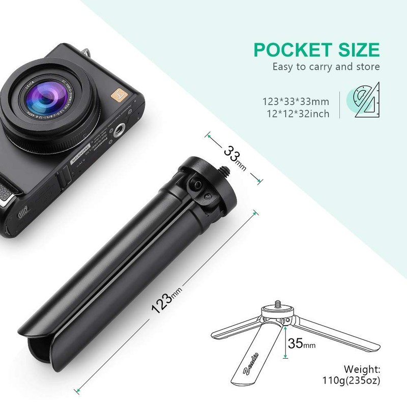Zeadio Mini Metal Tripod Max Load 20kg/44lb Table Top Tripod