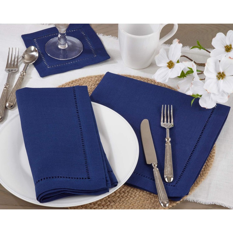 Navy Blue 100% Polyester Tablecloth with Hemstitched Border, 70"x180" Rectangular