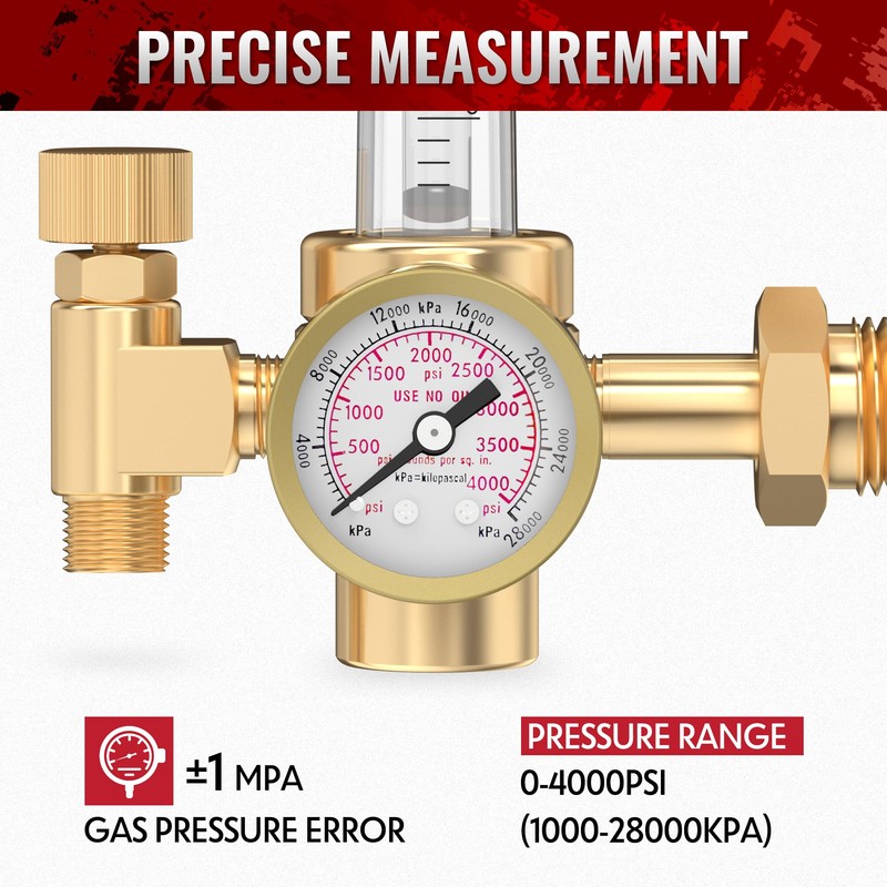 bestarc Argon CO2 Flow Meter Gas Regulator with 8.2FT Gas