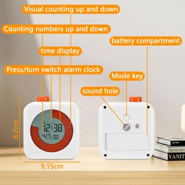 Visueller Timer, Digitaler 60 Minuten Countdown Timer für Kinder, 3 in 1 mit Timer, Uhr und Alarmfunktion, Kurzzeitmesser, Digitale Küchentimer, Zeit Management Werkzeug, für Zuhause, Küche, Schule