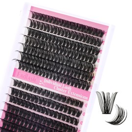 FADLASH Lash Clusters 60D+80D DIY Eyelash Clusters 2 Thicknesses of D Curl Eyelash Clusters with Thin Band DIY Lash Applicator at Home (60D+80D-0.07D, 12-18mm)