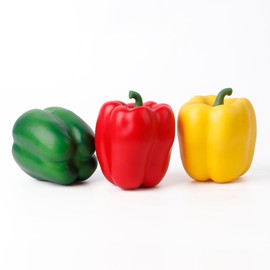 3PCS Colorful Bell Pepper Refrigerator Magnets Set - Realistic Red Green Yellow 3D Vegetable Magnets, Strong Foam Fridge Magnets for Kitchen Decor, Fun Foodie Gift for Home & Office