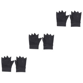 Baluue 3 Pairs Magnetic Therapy Gloves Men's Half-finger Gloves for Men Comfortable Flexible Black