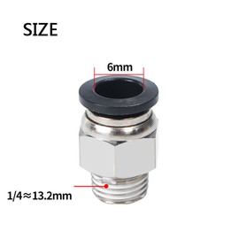 5 Pcs Pneumatic Fittings, Black Male Straight Quick Air Hose Connectors, Pneumatic Adapter Tools, R 1/4 Thread, Dia 6mm