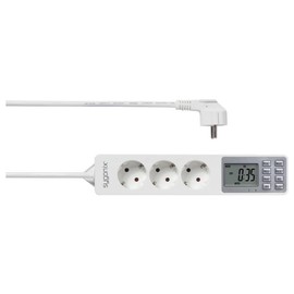 sygonix SY-4675078 Power Strip with Timer 3-Way White Protective Contact Pack of 1
