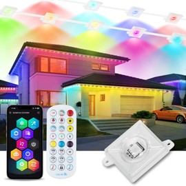 Smart Permanent Outdoor Lights, IP67 Waterproof RGB Eaves Lights with App/Remote Control, 100 Scene Modes, Alexa & Google Assistant Compatible, Roof and Garden Lighting for Daily and Holiday Decor