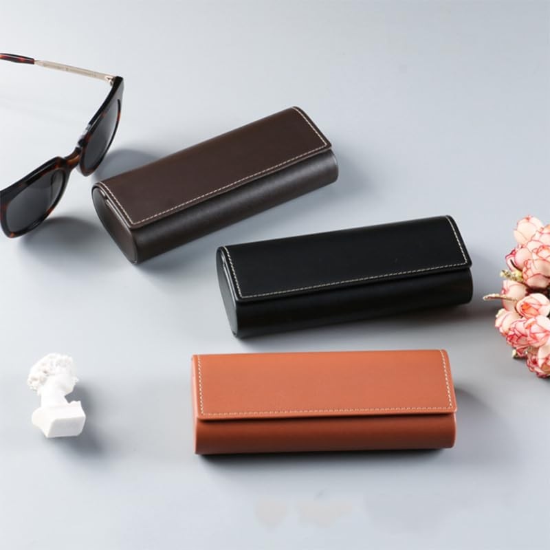 HSYMQ 3 Pcs Glasses Case Hard Shell, Square Leather Hard