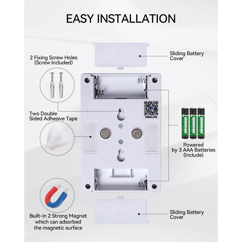 LED Night Light Switch, 12 Total Batteries Included, 200 Lumen