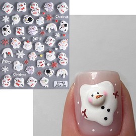 Christmas Nail Art Stickers Decals 5D Embossed Xmas Nail Decals Elk Santa Claus Nails Adhesive Sticker Melt Snowman Snowflake Nail Design Stickers Winter Manicure Supply for Nail Art Decorations 2PCS