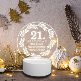 JOVMUND 21st Birthday Gifts for Her and Him, 21st Birthday Decorations Gifts for Her, 21st Birthday Gift for Men, Engraved Led Light 21st Birthday Ideas Gift for Daughter Son Sister Brother Friend