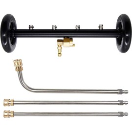 YUET 2-in-1 Pressure Washer Undercarriage Cleaner Water Broom, 16" Surface Cleaner Power Washer Attachment with 4 Nozzles 3 Extension Rods and QC Pivot Coupler, 4000 PSI 40cm