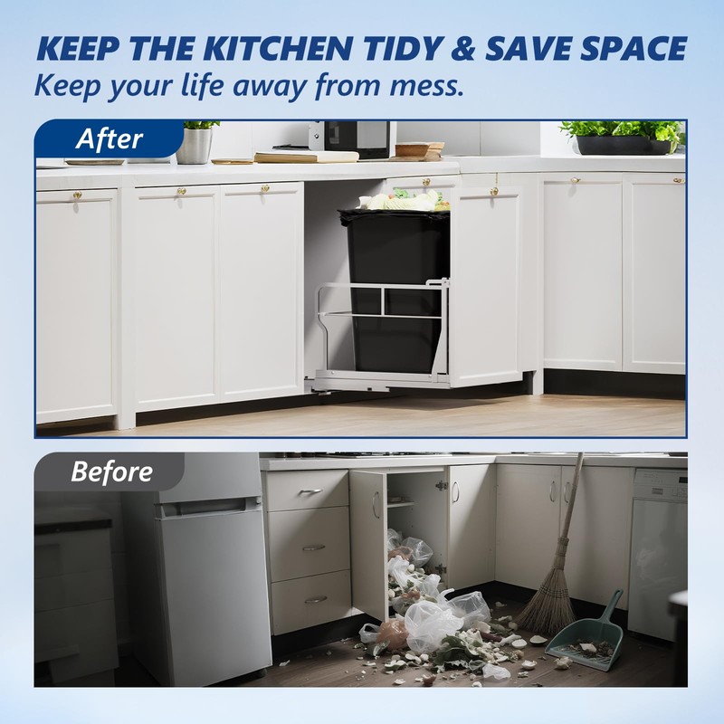 Insputer Pull Out Trash Can Under Cabinet with Tiltable 10°