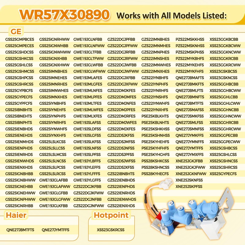 WR57X30890 Refrigerator Water Inlet Valve for GE Haier Hotpoint, Replacement