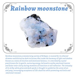 RJINGSHI Raw Rainbow Moonstone Crystal Stone Natural Rough Gemstone Unpolished Healing Crystal Specimen Spiritual for Polishing, Sanding, DIY, Decor, Reiki, Collection, Crafts (1.5-2 inches)