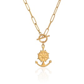 TaYolnFaSo Anchor Necklace Paperclip Pendant for Women 18k Gold Plated Nautical Sailor Anchor Toggle Chain Necklace Paperclip Jewelry Mothers Day Gift for Wife Mother Girlfriend