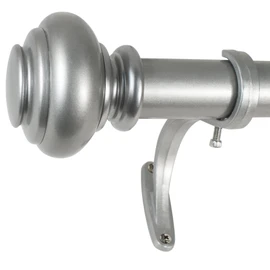 Decopolitan 1-Inch Urn Single Window Treatment Rod Set, 72 to 144-Inch, Antique Silver