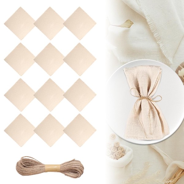 ADDLIVE 12 Stück Stoffservietten mit Fransen, 42x42cm servietten Stoff Mit