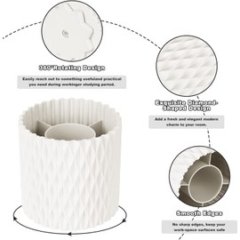 Makeup Brush Holder Organizer -360° Rotating Multi-Functional Pen Holder for Desk,Multi-Purpose Desktop Stationary Organizer,Storage Cup for Lipsticks, Comb, Beauty Tool in Vanity (White, One size)